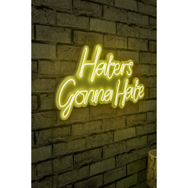 Iluminación LED decorativa de plástico Haters Gonna Hate amarillo 58x32x2 cm