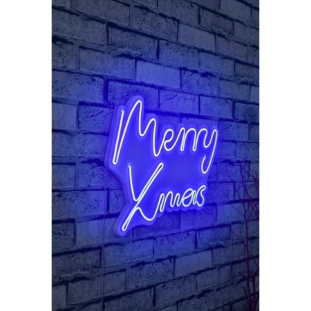 Iluminación LED decorativa de plástico Merry Christmas azul 43x33x2 cm