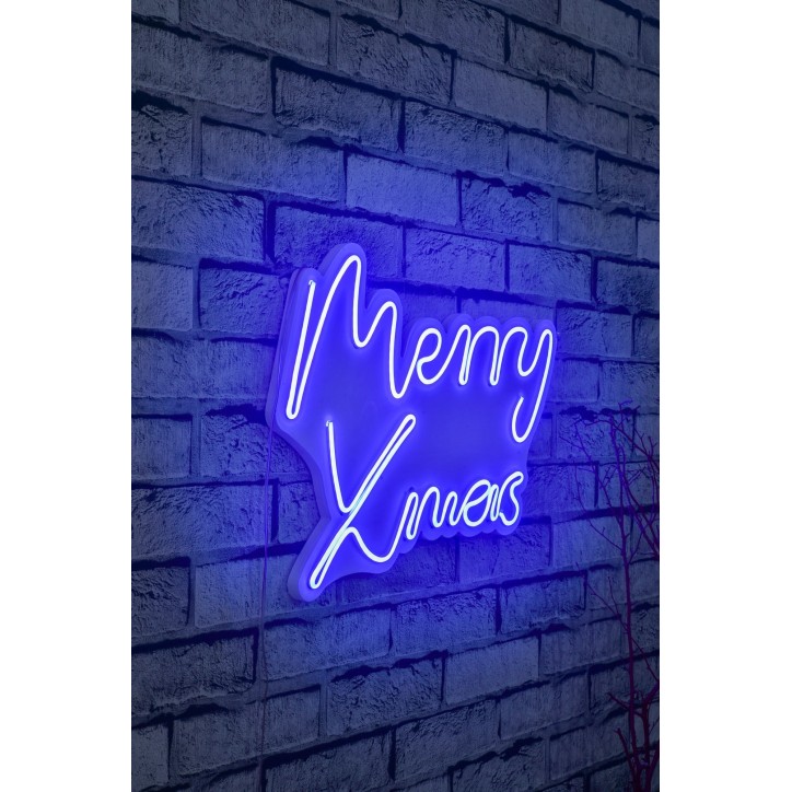 Iluminación LED decorativa de plástico Merry Christmas azul 43x33x2 cm