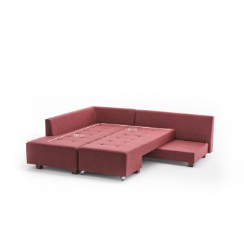 Sofá cama rinconera Manama izquierdo Rojo burdeos - 825BLC1186