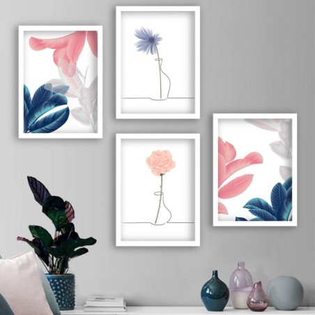 Cuadro decorativo enmarcado SET_125 multicolor 34x44 cm (4 piezas)