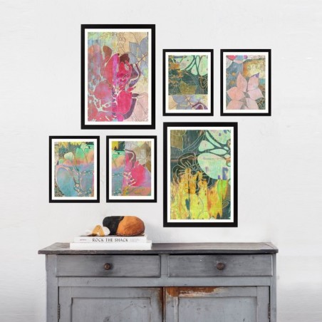 Cuadro decorativo enmarcado SET_119 multicolor 24x29 cm (4 piezas) 24x44 cm (2 piezas)