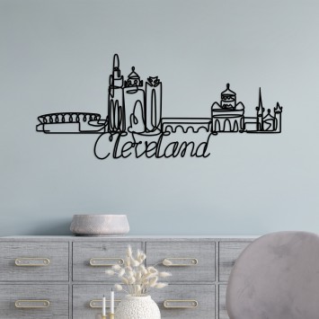 Decoración pared de metal Cleveland negro 120x50x1.5 cm