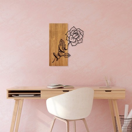 Decoración pared de madera Rose Love-370 nogal negro 47x58 cm