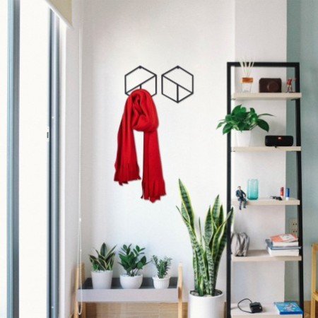 Perchero de pared de metal Geometric negro 40x20 cm