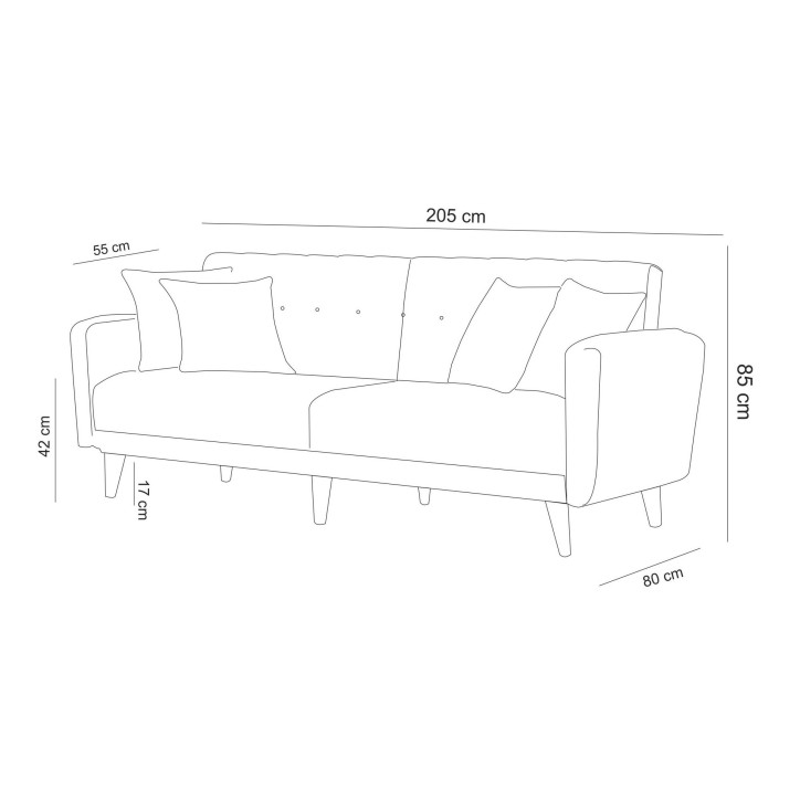 Set sofá cama sillón Aria TKM01-1053 Antracita