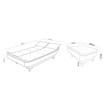 Set sofá cama sillón Kelebek TKM2-0101 Rojo burdeos - 867UNQ1610