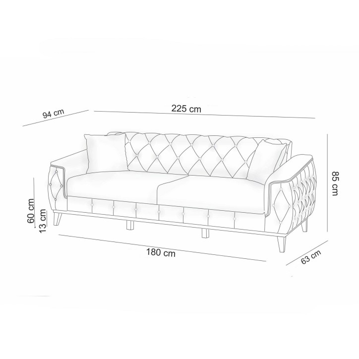 Sofá cama 3 plazas Marta Azul