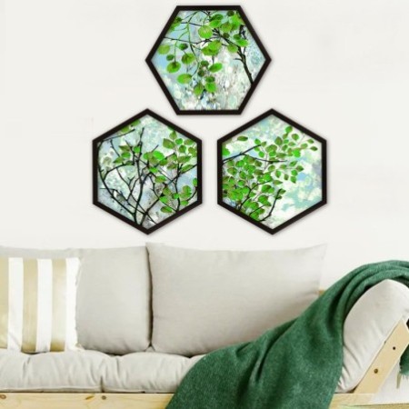 Cuadro decorativo enmarcado 6GEN1067111450 multicolor 35x35 cm (3 piezas)