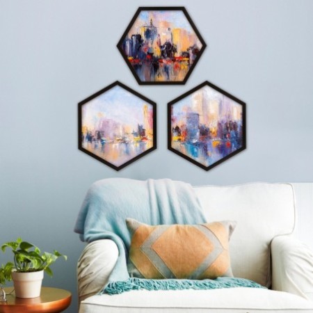 Cuadro decorativo enmarcado 6GEN122230 multicolor 35x35 cm (3 piezas)