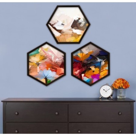 Cuadro decorativo enmarcado 6GEN142158 multicolor 35x35 cm (3 piezas)