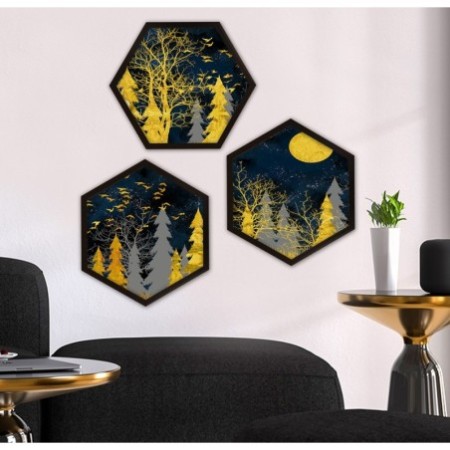 Cuadro decorativo enmarcado 6GEN1622974441 multicolor 35x35 cm (3 piezas)