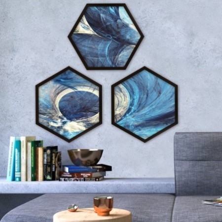 Cuadro decorativo enmarcado 6GEN586492415 multicolor 35x35 cm (3 piezas)