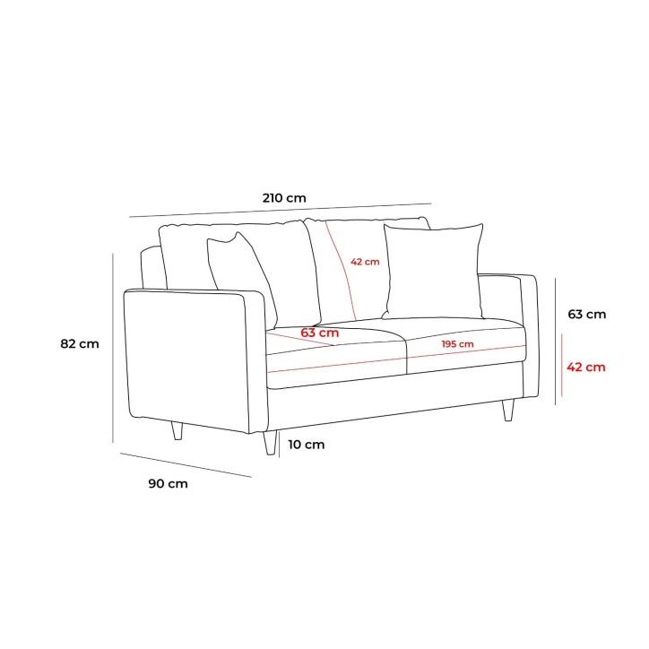 Sofá cama 3 plazas Eva Crema