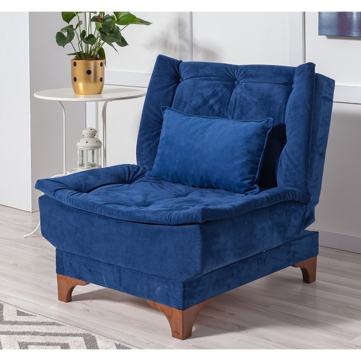 Set sofá cama sillón Kelebek TKM06 0201 Azul oscuro