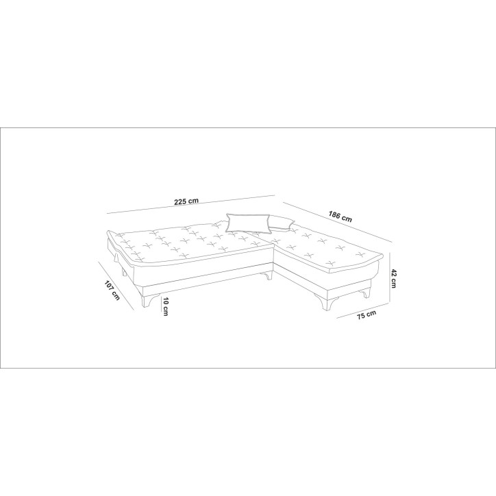 Sofá cama rinconera Kelebek derecho Azul oscuro