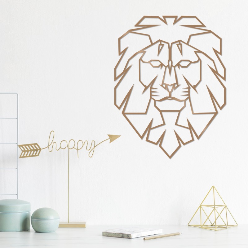 Decoración pared de metal Lion cobre 39x50 cm