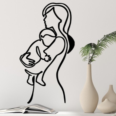 Decoración pared de metal Mother And Baby negro 70x0.15x39 cm