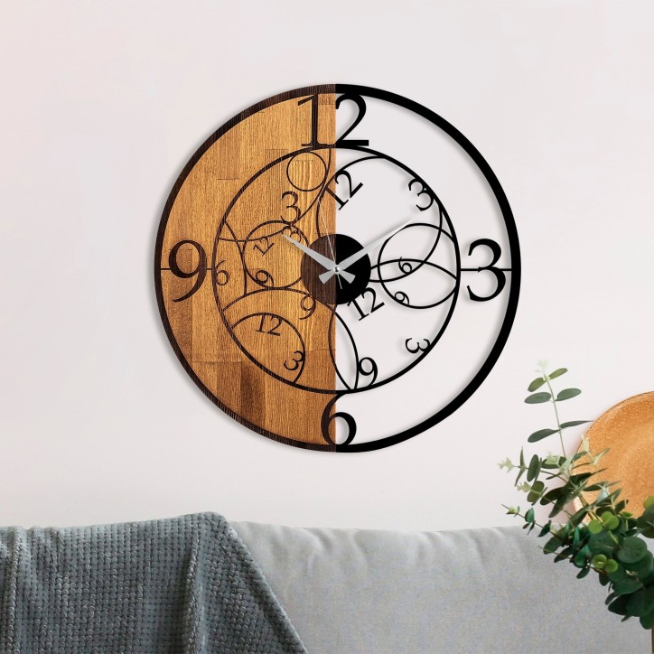 Reloj de pared madera Modelo-56 nogal negro diámetro 56 cm