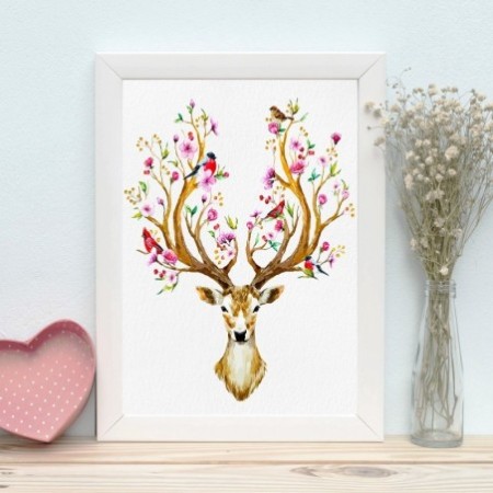Pintura decorativa enmarcada MDF BC465391667 multicolor 24x29 cm