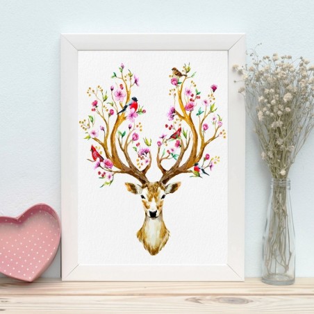 Pintura decorativa enmarcada MDF BC465391667 multicolor 24x29 cm