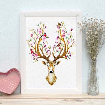 Pintura decorativa enmarcada MDF BC465391667 multicolor 24x29 cm