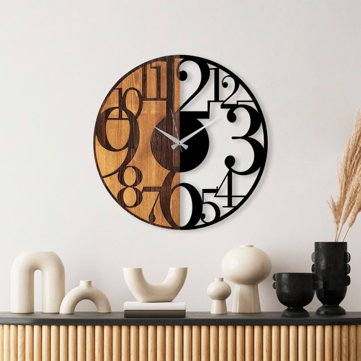 Reloj de pared madera Numbers nogal negro 56x3x56 cm