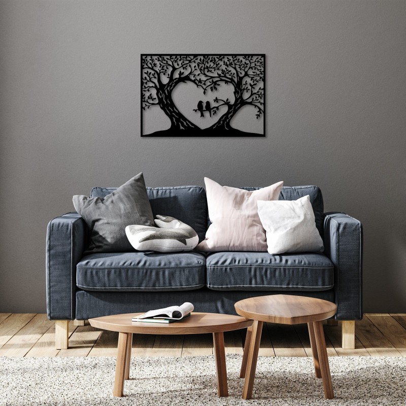 Decoración pared de metal Birds Love - 280 S negro 69x46 cm