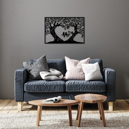 Decoración pared de metal Birds Love- 280 S negro 69x46 cm