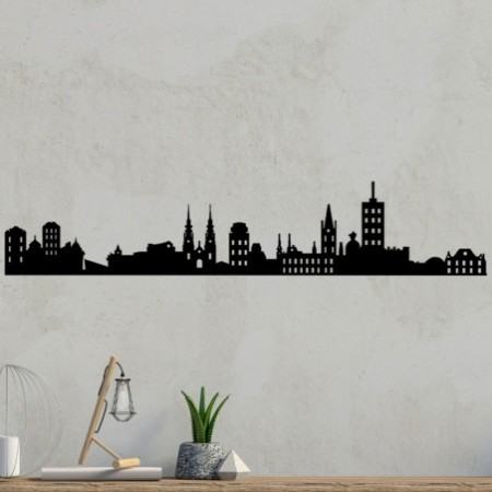 Decoración pared de metal Ottowa Skyline negro 118x23 cm