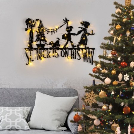 Decoración pared de metal XMASBLACK -11 negro 70x47 cm