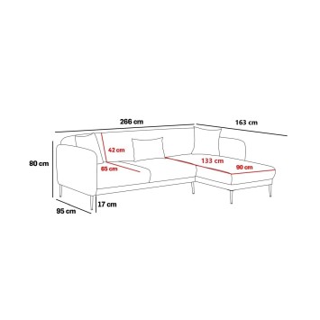 Sofá cama rinconera Simena derecho Oro crema - 825BLC2832