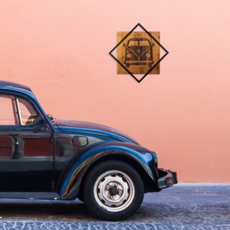 Decoración pared de madera Old Car nogal negro 54x54 cm