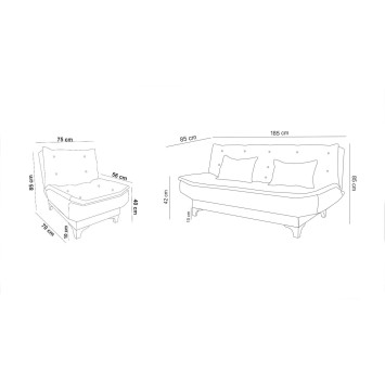 Set sofá cama sillón Kelebek TKM04 0701 Gris - 867UNQ1612