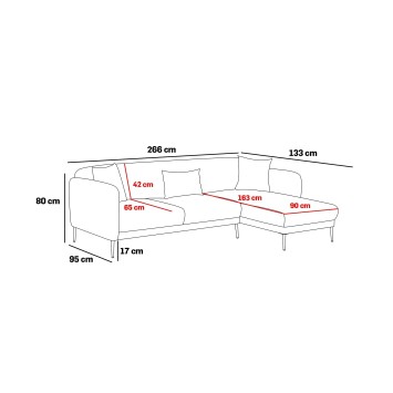 Sofá cama rinconera Venus L Crema - 825BLC2765