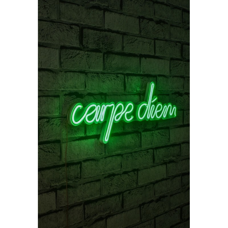 Iluminación LED decorativa de plástico Carpe Diem verde 53x20x2 cm