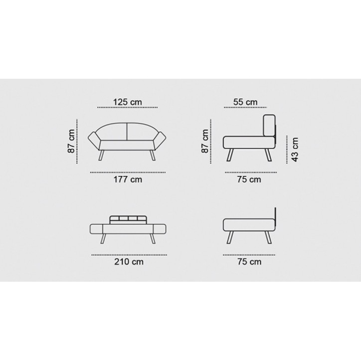 Sofá cama 2 plazas Genzo Negro