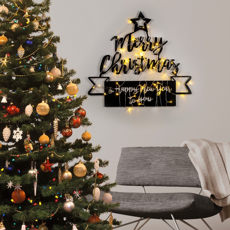 Decoración pared de metal XMASBLACK -4 negro 67x62 cm