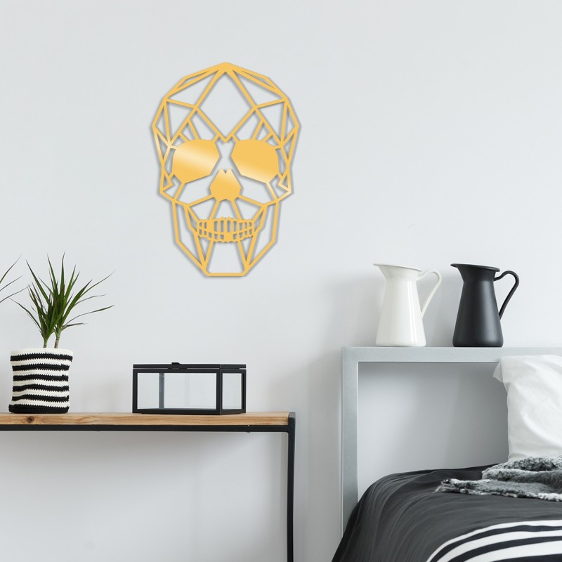 Decoración pared de metal Skull Metal Decor oro 50x35 cm