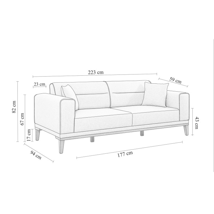 Sofá cama 3 plazas Liones Tepsili Gris oscuro