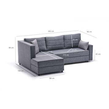 Sofá cama rinconera Ece izquierdo Gris - 825BLC2594