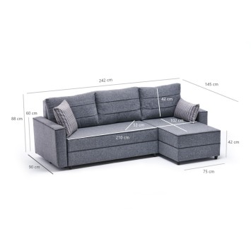 Sofá cama rinconera Ece derecho Gris - 825BLC2593