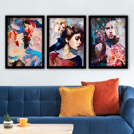 Cuadro decorativo enmarcado 3SC160 multicolor 35x45 cm (3 piezas)