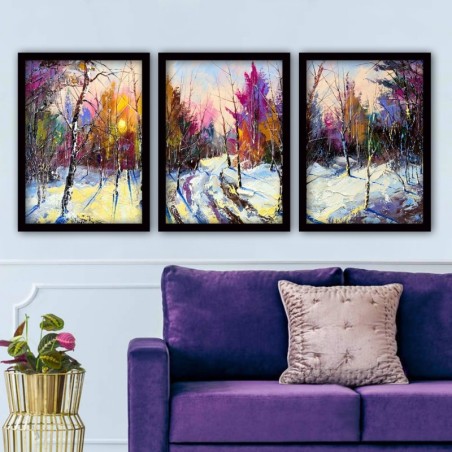 Cuadro decorativo enmarcado 3SC180 multicolor 35x45 cm (3 piezas)