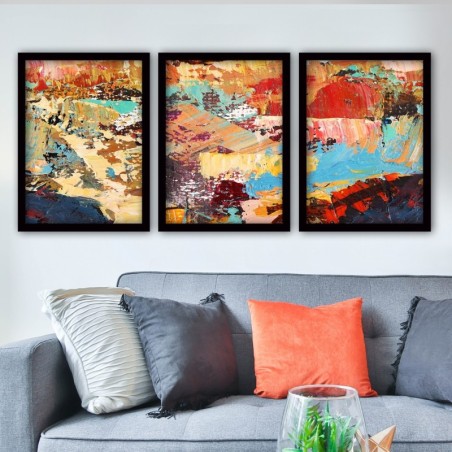 Cuadro decorativo enmarcado 3SC197 multicolor 35x45 cm (3 piezas)