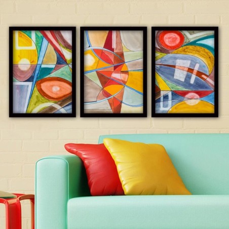 Cuadro decorativo enmarcado 3SC22 multicolor 35x45 cm (3 piezas)