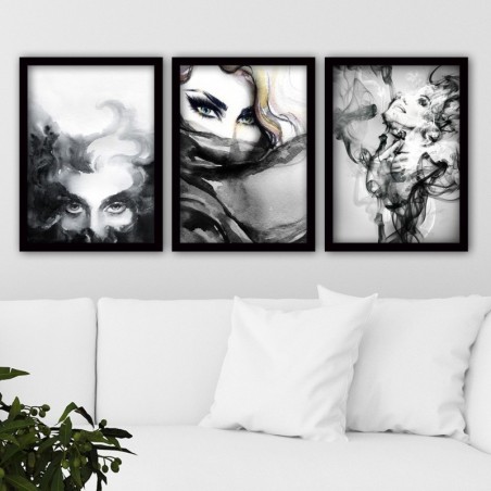 Cuadro decorativo enmarcado 3SC44 multicolor 35x45 cm (3 piezas)