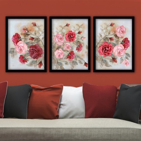 Cuadro decorativo enmarcado 3SC51 multicolor 35x45 cm (3 piezas)