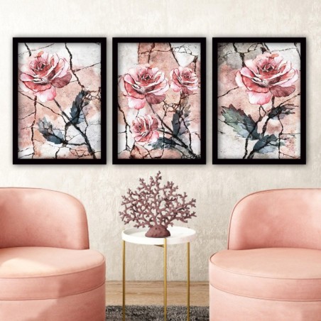 Cuadro decorativo enmarcado 3SC66 multicolor 35x45 cm (3 piezas)