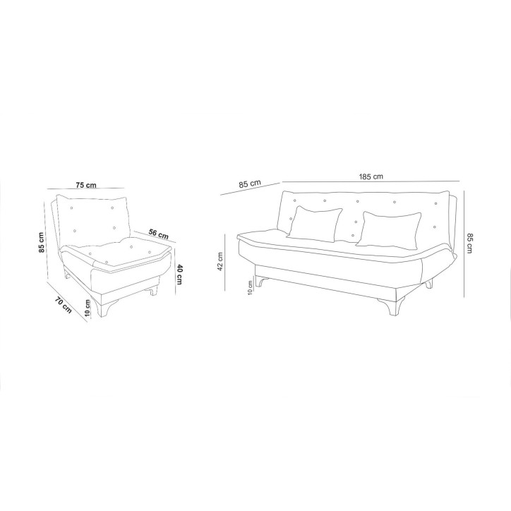 Set sofá cama sillón Kelebek TKM1-1501 Antracita